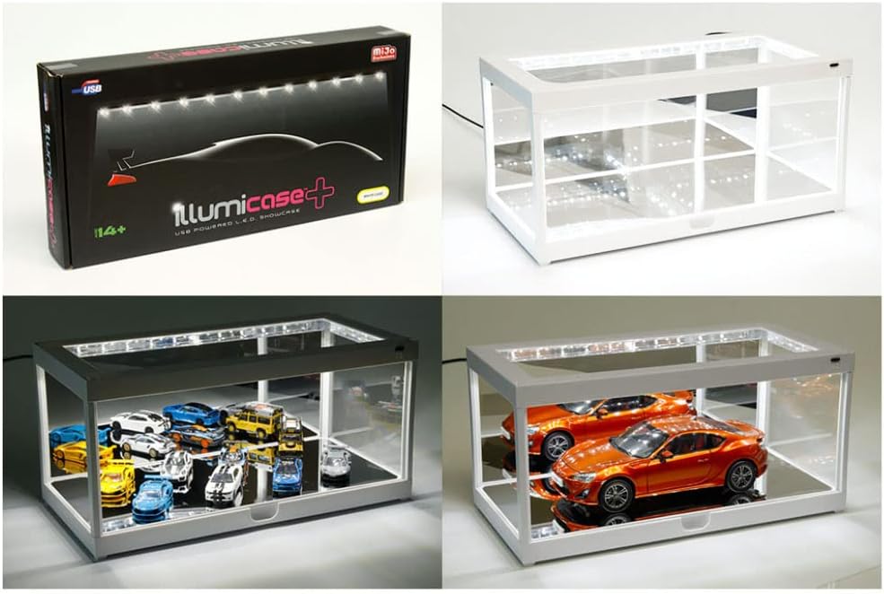 Illumibox 14005 Collectible Display Show Case with LED Lights for 1/18 1/24 Models with White Base 
